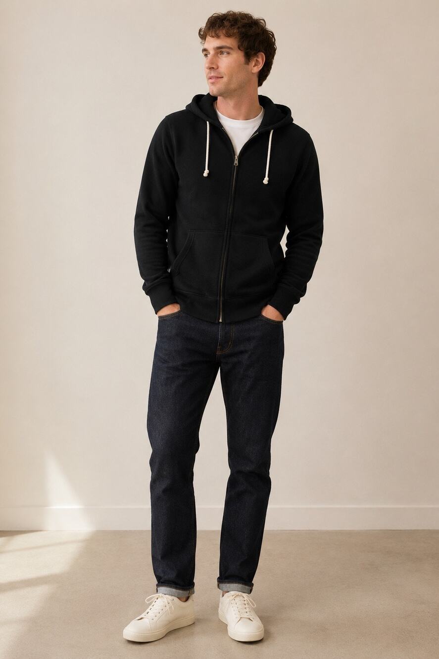 J.Crew Men’s Cotton Cashmere Full-Zip Hoodie Black Size Medium